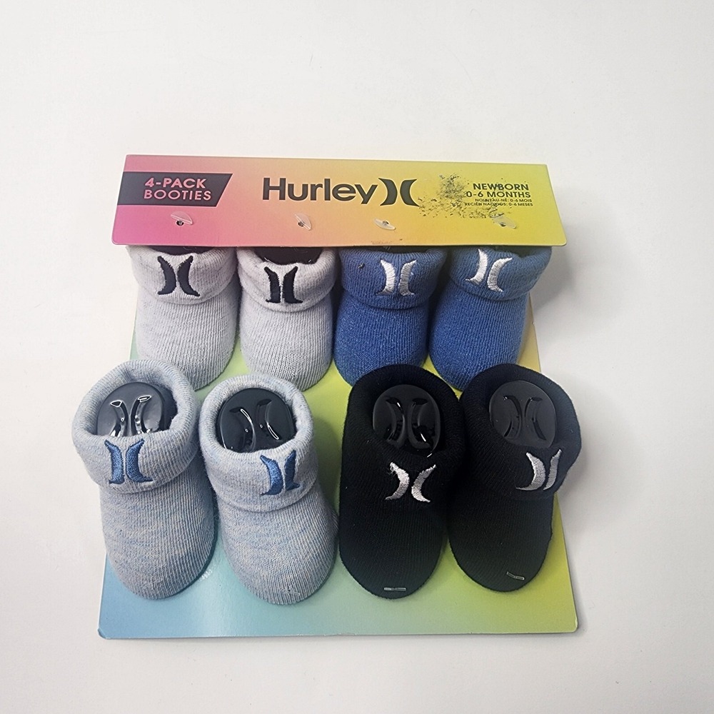 Hurley 4 Pack Booties 0-6 Months Baby Infant Socks Multicolor NH0227-X58 NEW